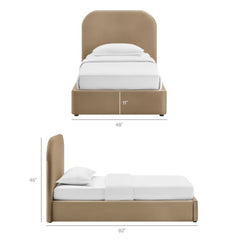 Keynote Taupe Twin Performance Velvet Storage Platform Bed Frame - Ornate Home