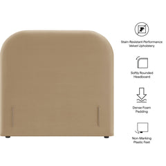 Keynote Taupe Twin Stain-Resistant Performance Velvet Headboard - Ornate Home