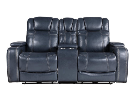 Keziah Blue Power Double Reclining Loveseat - Ornate Home