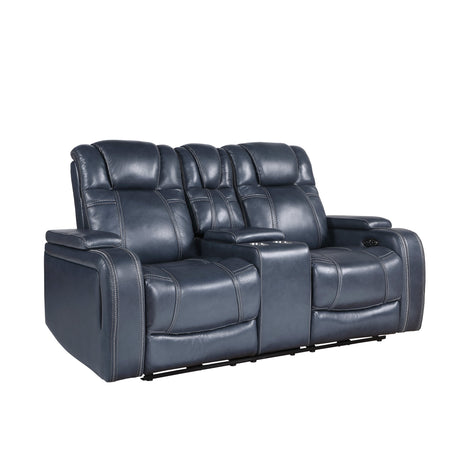 Keziah Blue Power Double Reclining Loveseat - Ornate Home