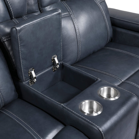 Keziah Blue Power Double Reclining Loveseat - Ornate Home
