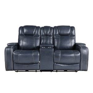 Keziah Blue Power Double Reclining Loveseat - Ornate Home