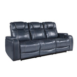 Keziah Blue Power Double Reclining Sofa - Ornate Home