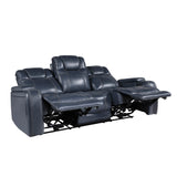 Keziah Blue Power Double Reclining Sofa - Ornate Home