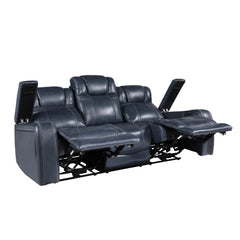 Keziah Blue Power Double Reclining Sofa - Ornate Home
