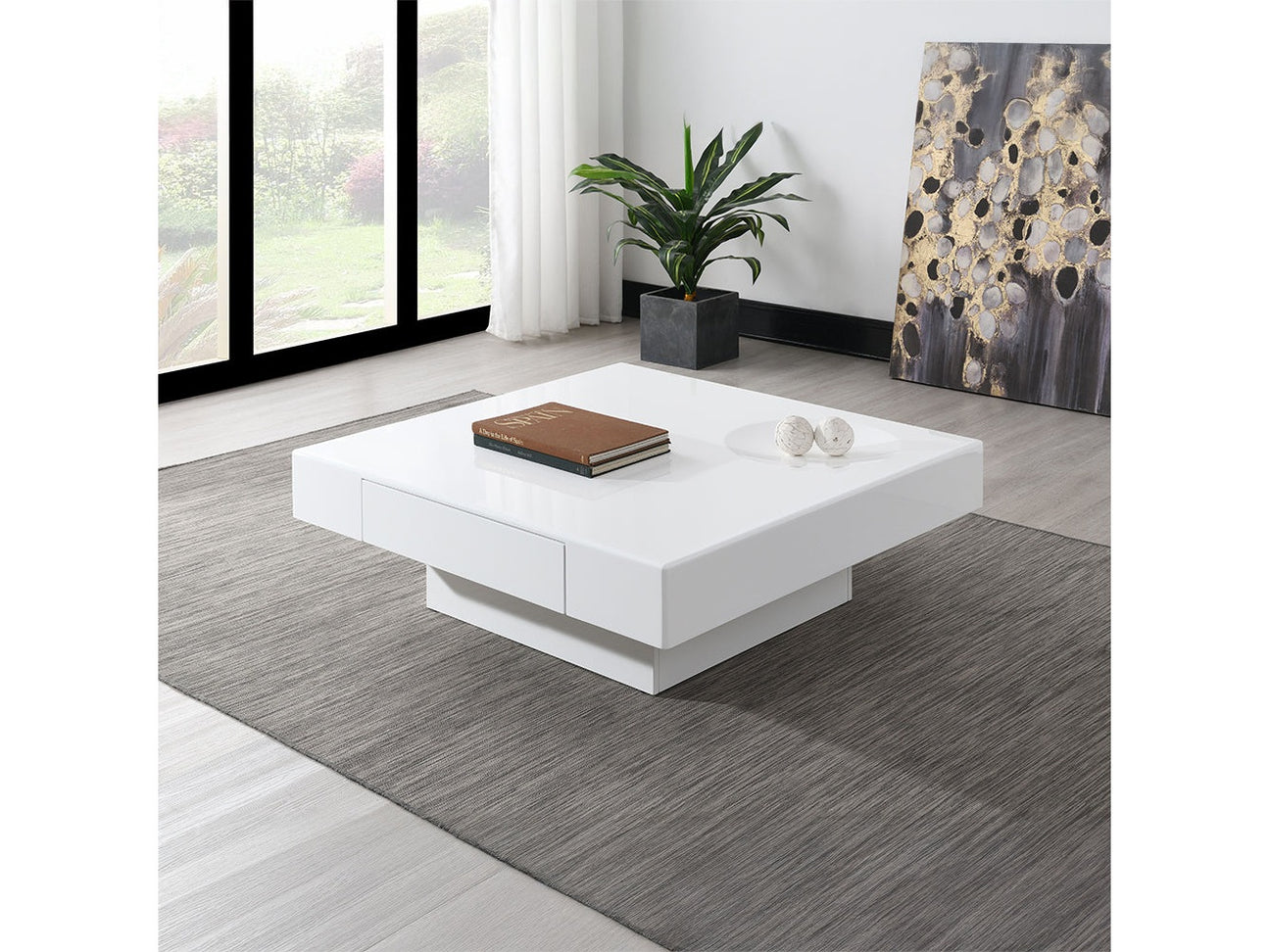 Khaim White High Gloss Coffee Table - Ornate Home