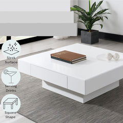Khaim White High Gloss Coffee Table - Ornate Home