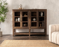 Kharga Natural 4 Door Display Cabinet - Ornate Home
