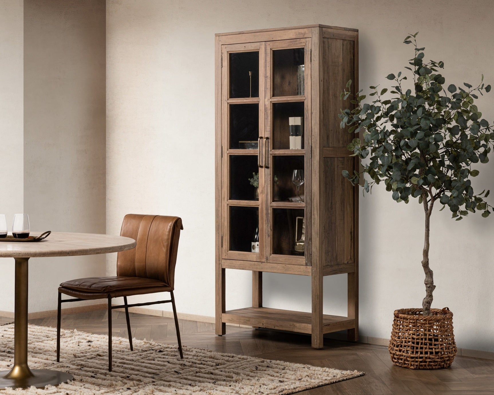 Kharga Natural Tall Display Cabinet - Ornate Home