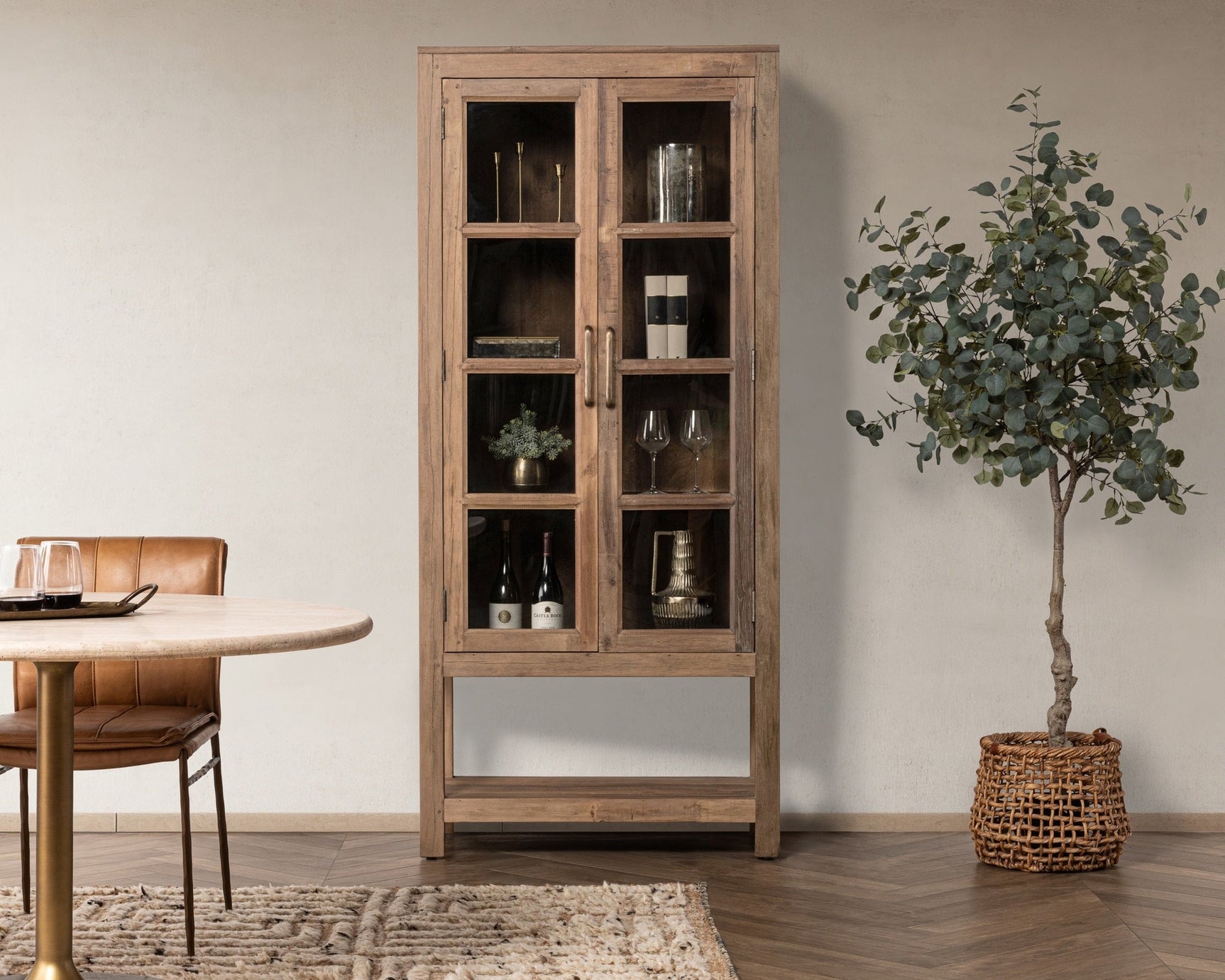 Kharga Natural Tall Display Cabinet - Ornate Home