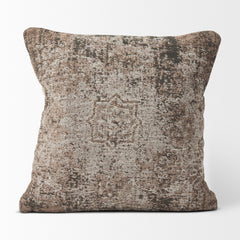 Khloe Taupe 20x20 Square Pillow Cover with Non-Allergen Filler (Set of 2) - Ornate Home