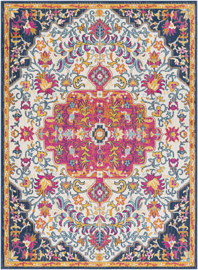 Kialla Magenta & Burnt Orange Area Rug - Ornate Home