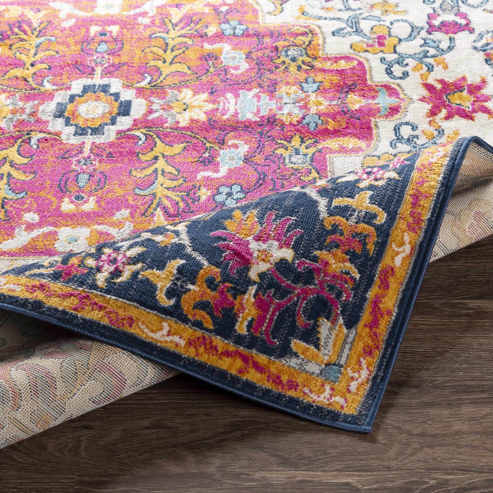 Kialla Magenta & Burnt Orange Area Rug - Ornate Home
