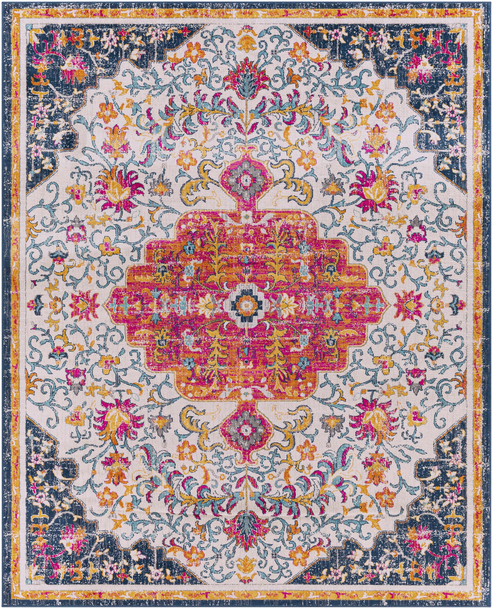 Kialla Magenta & Burnt Orange Area Rug - Ornate Home