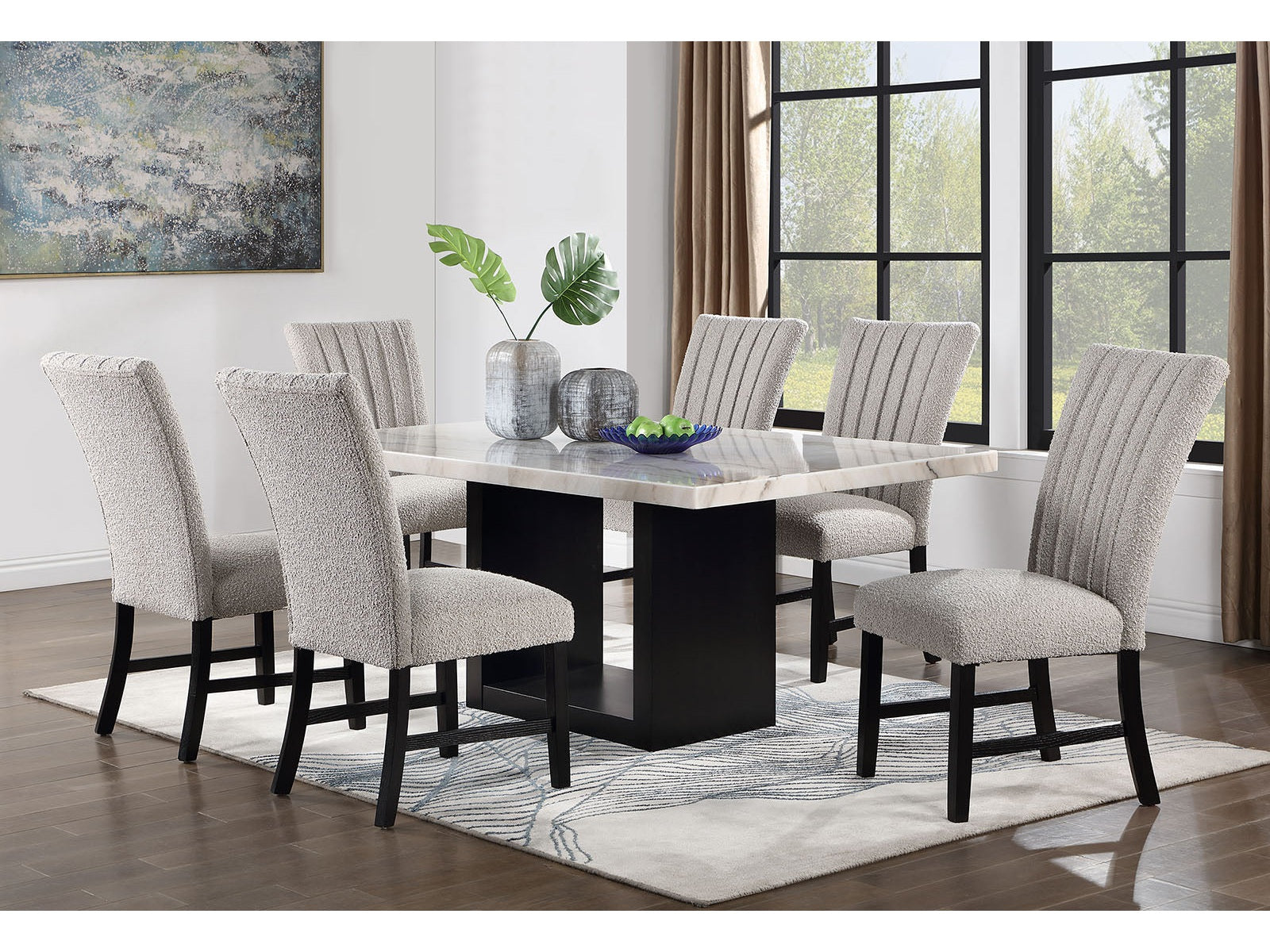 Kian Gray/Black 7 Pc. Dining Room Set - Ornate Home