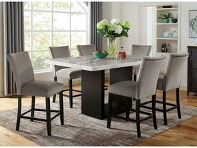 Kian White & Black 7pc Counter Height Dining Room Set - Ornate Home