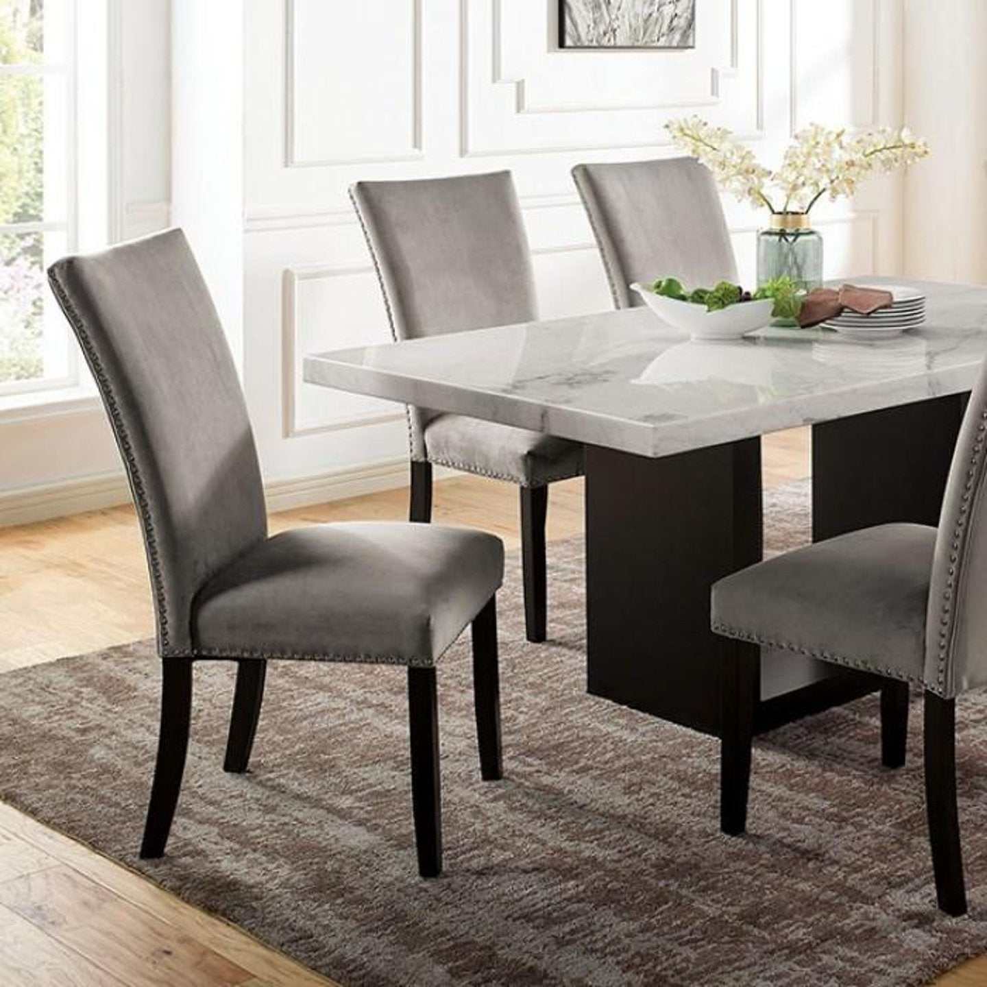 Kian White/Black 7pc Dining Room Set - Ornate Home