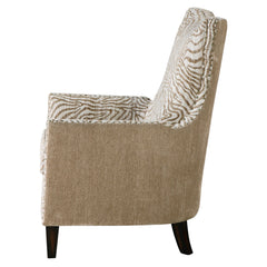 Kiango Animal Pattern Brown/White/Woodtone Armchair - Ornate Home