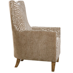 Kiango Animal Pattern Brown/White/Woodtone Armchair - Ornate Home