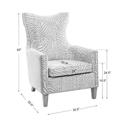 Kiango Animal Pattern Brown/White/Woodtone Armchair - Ornate Home