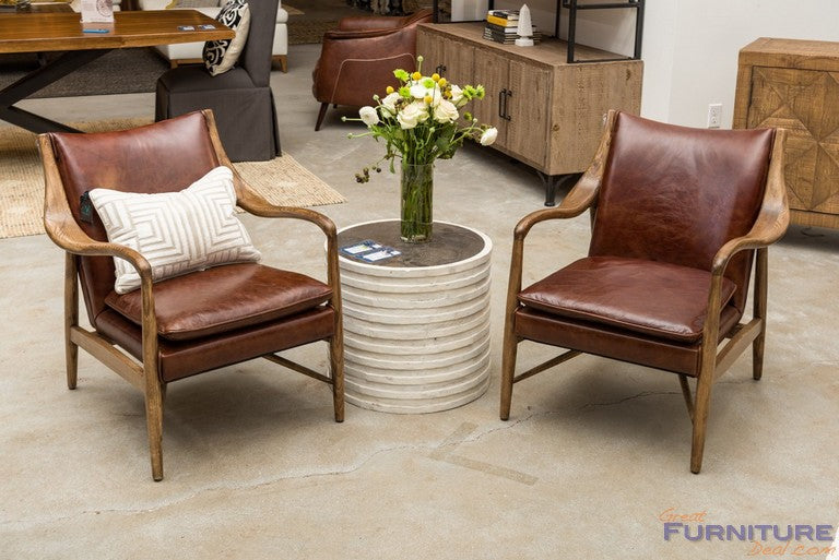 Kiannah Barrel Brown Arm Chair - Ornate Home