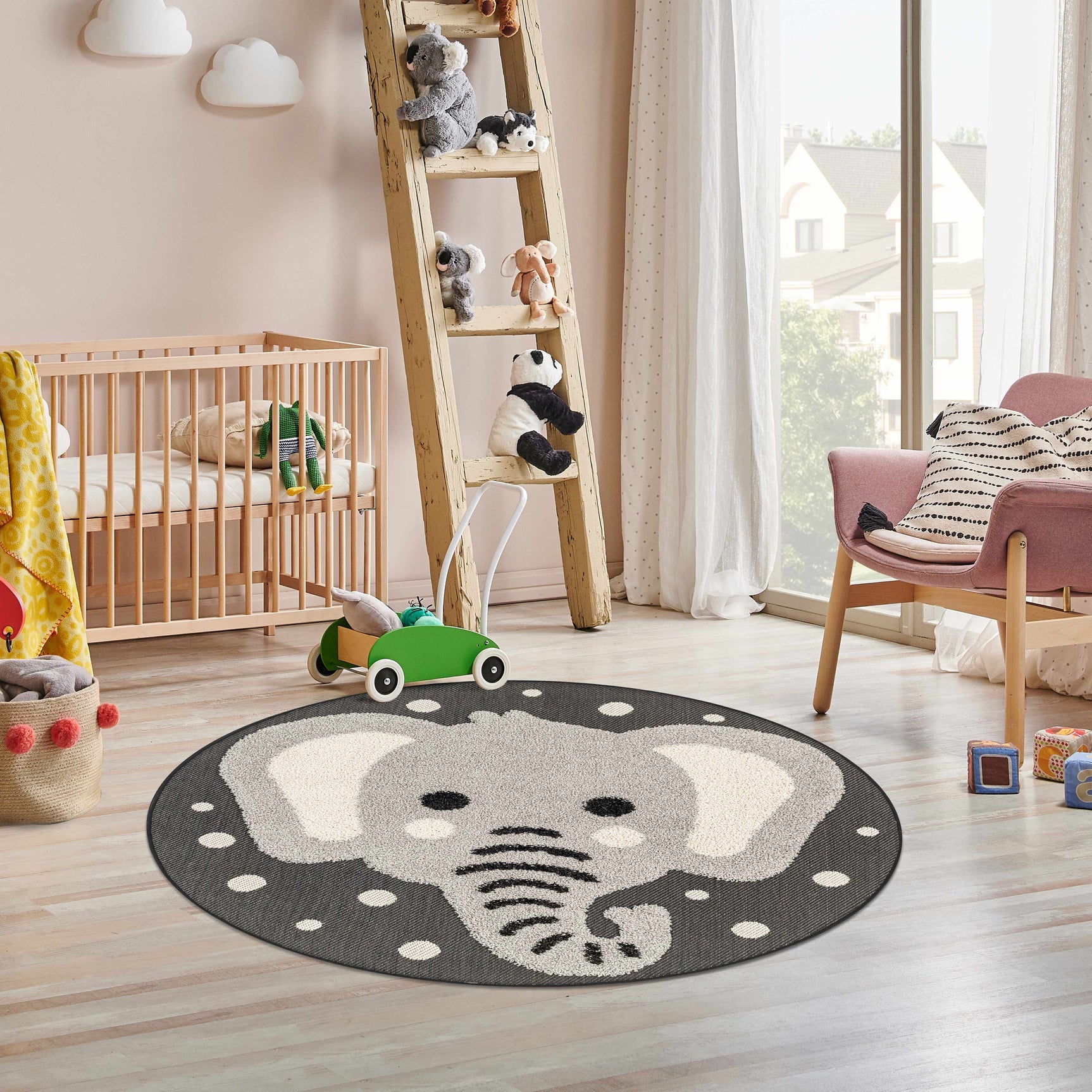 Kids Elephant Animal Print Nursery Outdoor Area Rug - Clearance - Ornate Home