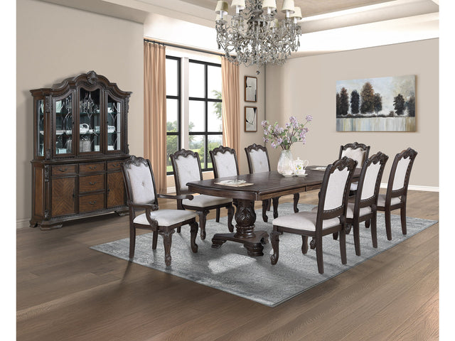 Kiera Coffee Brown 9-Piece Extendable Dining Room Set - Ornate Home