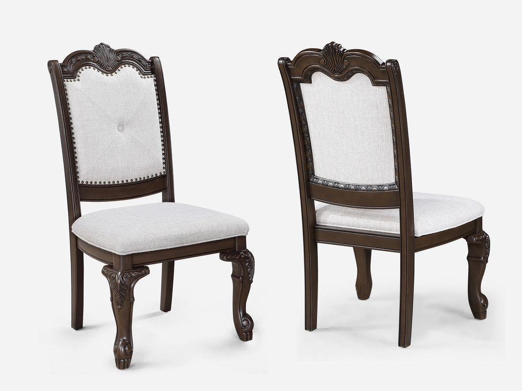 Kiera Coffee Brown/Beige Side Chair (Set of 2) - Ornate Home