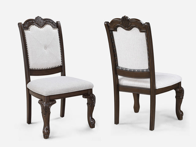 Kiera Coffee Brown/Beige Side Chair (Set of 2) - Ornate Home
