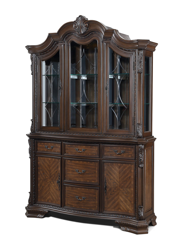 Kiera Coffee Brown Hutch & Buffet - Ornate Home