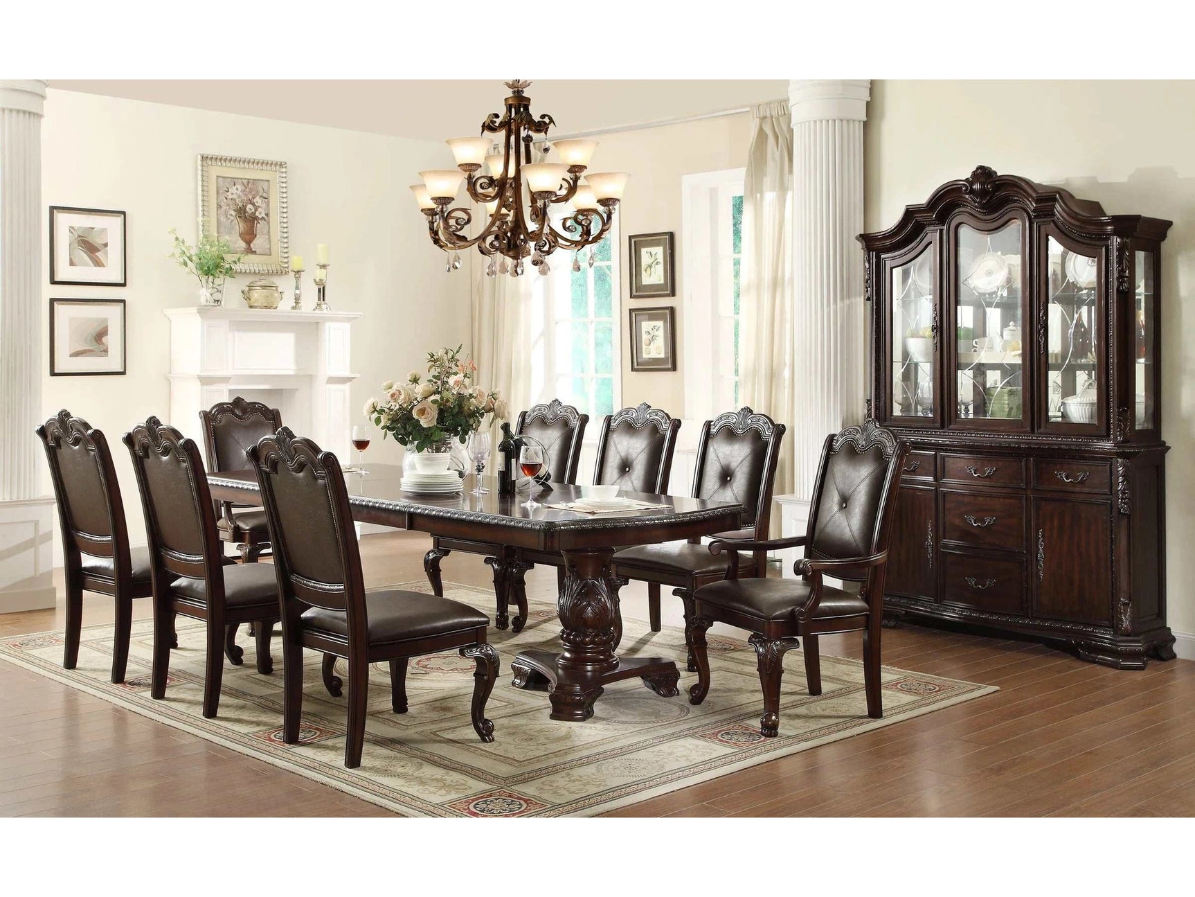 Kiera Rich Dark Brown Arm Chair (Set of 2) - Ornate Home