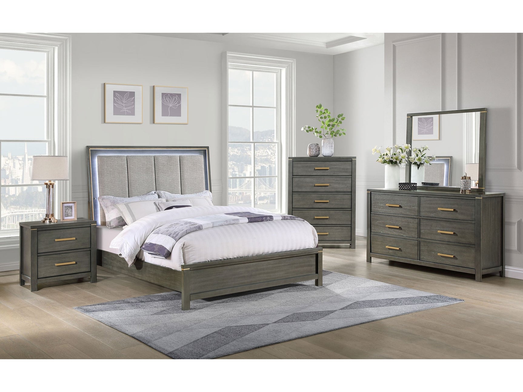 Kieran Grey 5-piece Eastern King Bedroom Set - Ornate Home