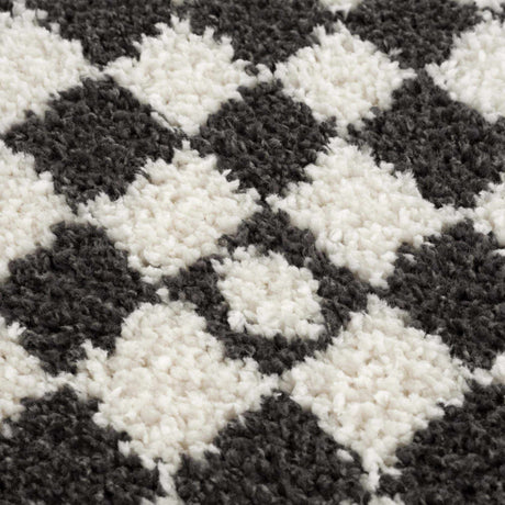 Kieu Black & White Checkered Area Rug - Ornate Home