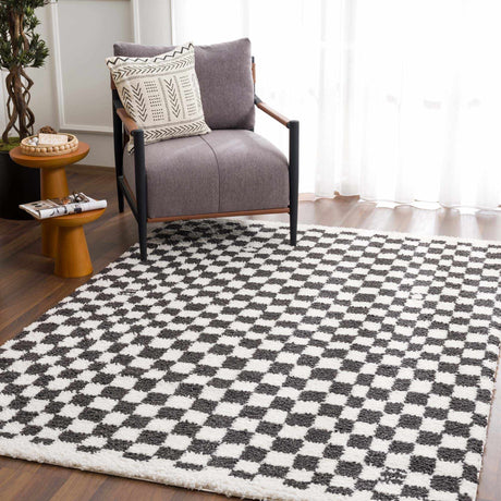 Kieu Black & White Checkered Area Rug - Ornate Home