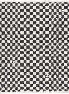 Kieu Black & White Checkered Shag Rug - Ornate Home