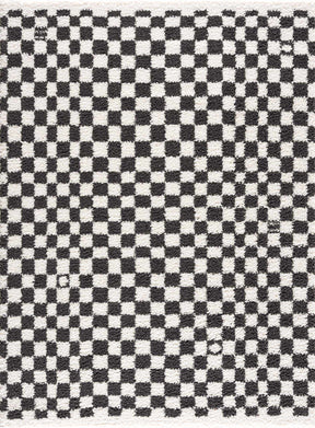 Kieu Black & White Checkered Shag Rug - Ornate Home