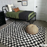 Kieu Black & White Checkered Shag Rug - Ornate Home