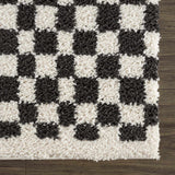 Kieu Black & White Checkered Shag Rug - Ornate Home