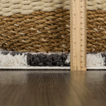 Kieu Black & White Checkered Shag Rug - Ornate Home