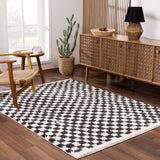 Kieu Black & White Checkered Shag Rug - Ornate Home