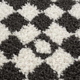 Kieu Black & White Checkered Shag Rug - Ornate Home