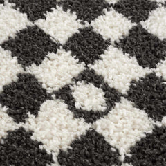 Kieu Black & White Checkered Shag Rug - Ornate Home