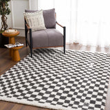 Kieu Black & White Checkered Shag Rug - Ornate Home