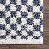 Kieu Blue & White Checkered Area Rug - Ornate Home