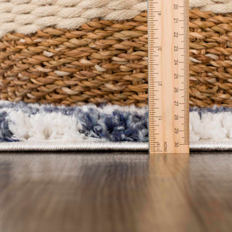 Kieu Blue & White Checkered Area Rug - Ornate Home