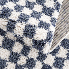 Kieu Blue & White Checkered Area Rug - Ornate Home