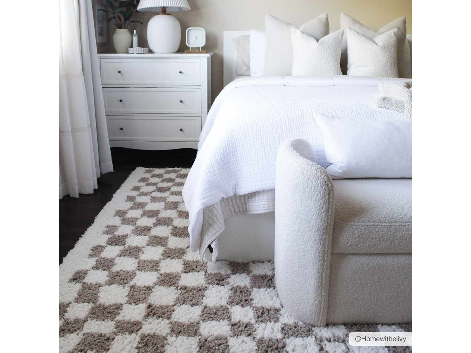 Kieu Light Gray & Taupe Checkered Area Rug - Ornate Home