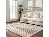 Kieu Light Gray & Taupe Checkered Area Rug - Ornate Home
