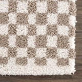 Kieu Light Gray & Taupe Checkered Area Rug - Ornate Home