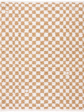 Kieu Mustard & Ivory Checkered Area Rug - Ornate Home